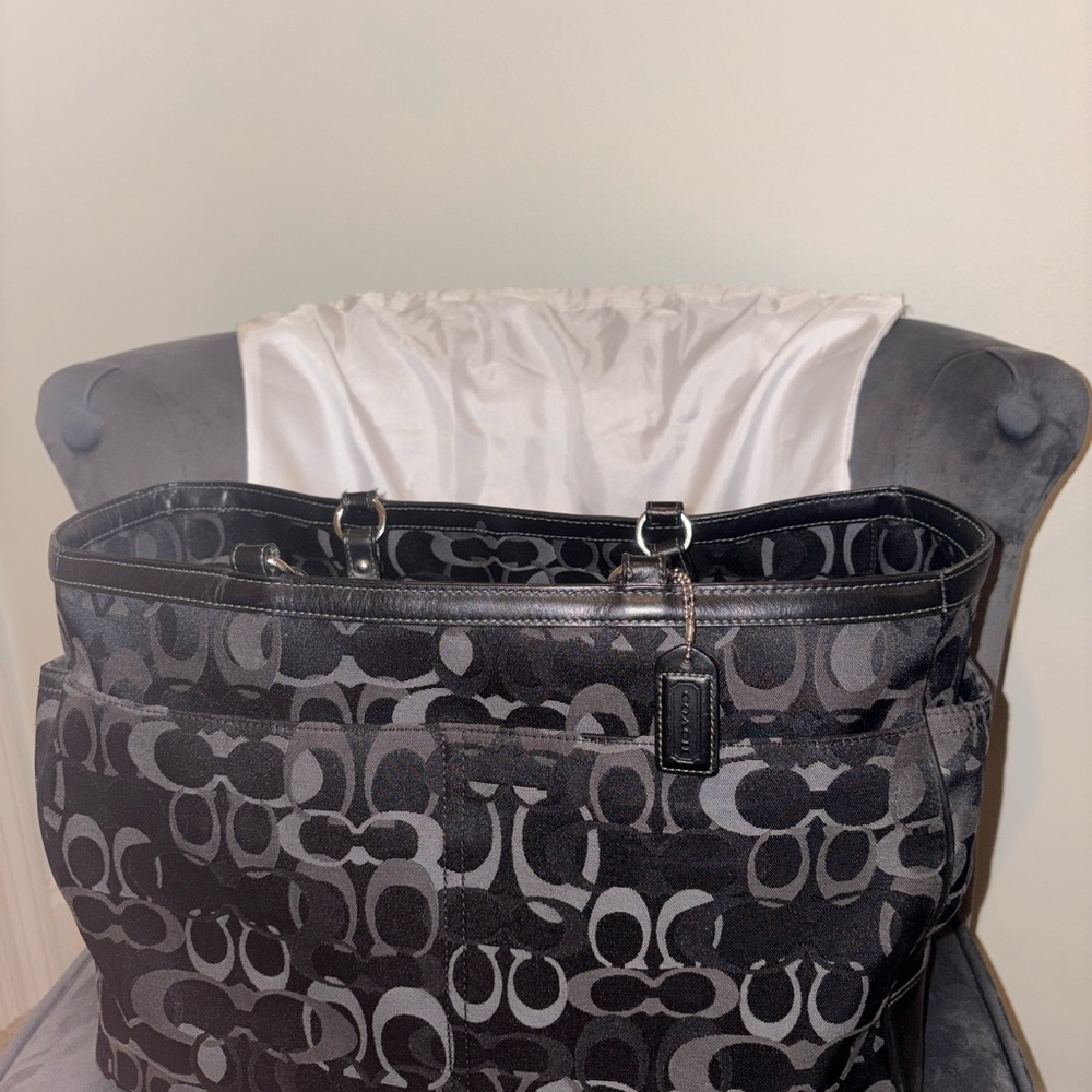 Coach Black and Gray Baby Bag